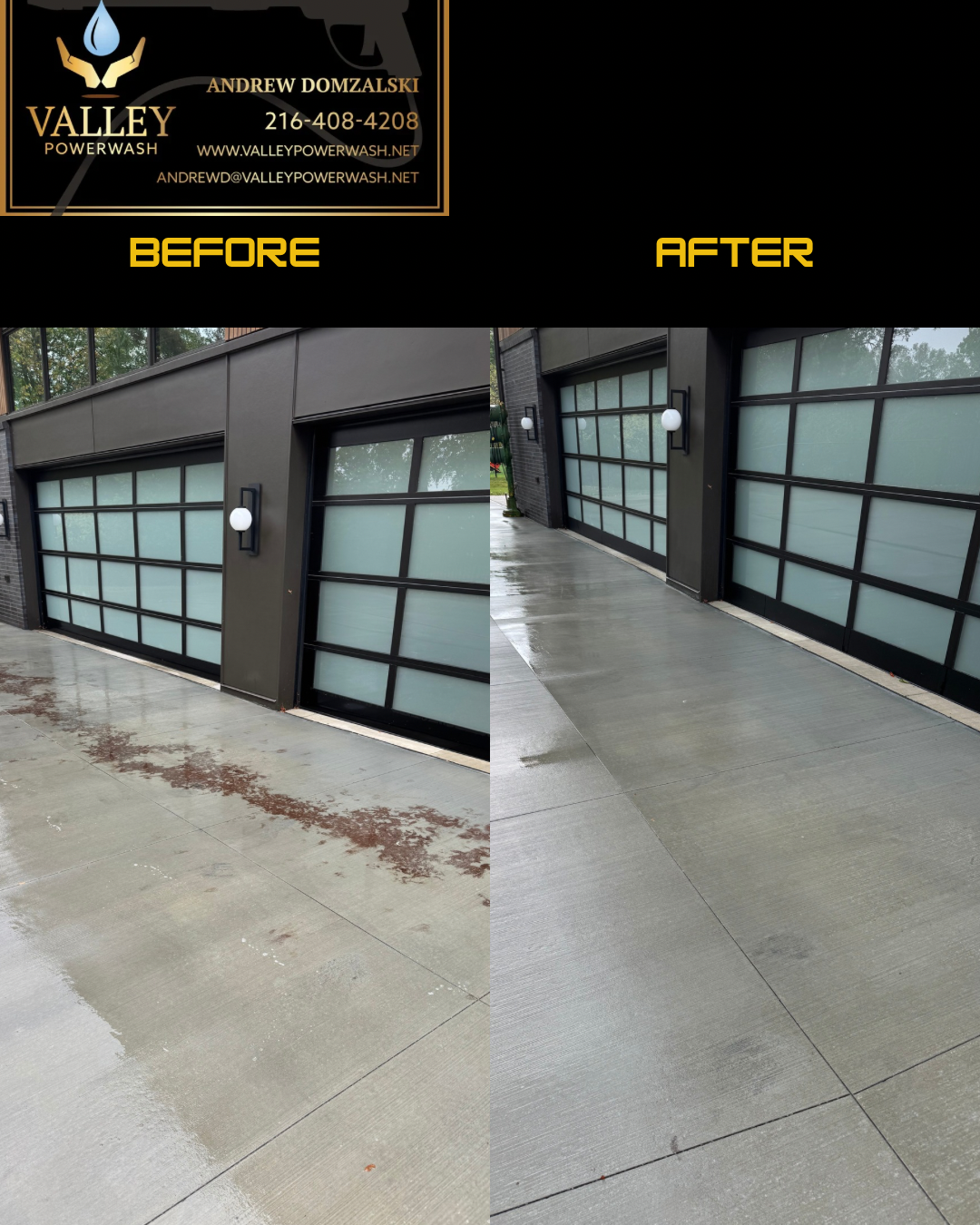 Commercial concrete cleaning before and after